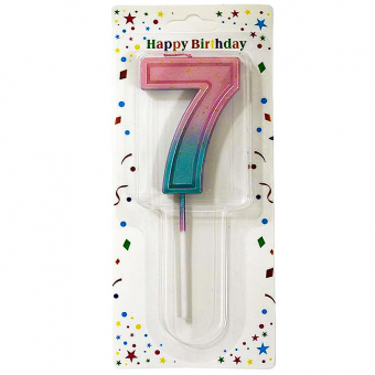 Купить Свеча-цифра в торт «7» с градиентом и золотой поталью 7 см оптом